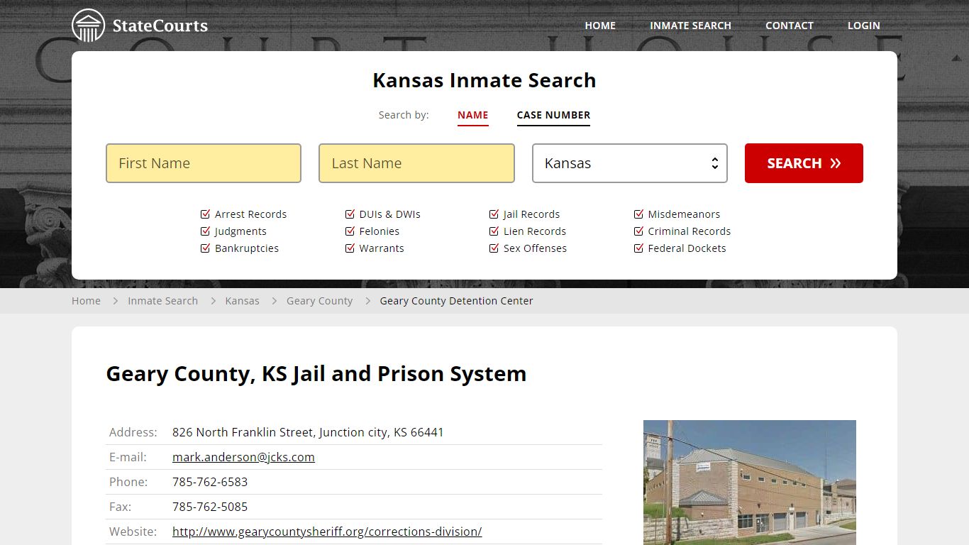 Geary County Detention Center Inmate Records Search, Kansas - StateCourts